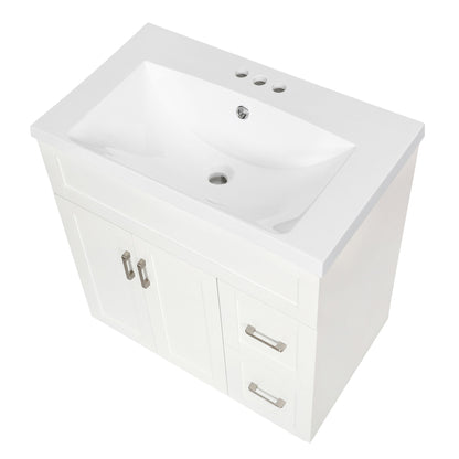 Bathroom Vanity With 2 Doors, 2 Drawers, Adjustable Shelf, Hidden Slides & Soft Close Hinges