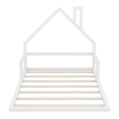 Elegant Floor Bed With House Shaped Headboard