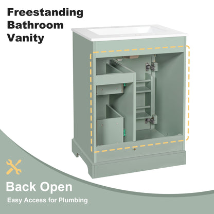 Modern Bathroom Vanity With Sink, 3 Drawers & Cabinet With 2 Tier Door Storage