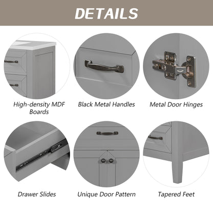 Modern Bathroom Vanity With Sink, Freestanding Design With Drawers And Doors