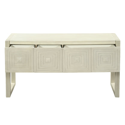 Geometric Carved Console Table With 3 Soft Close Drawers