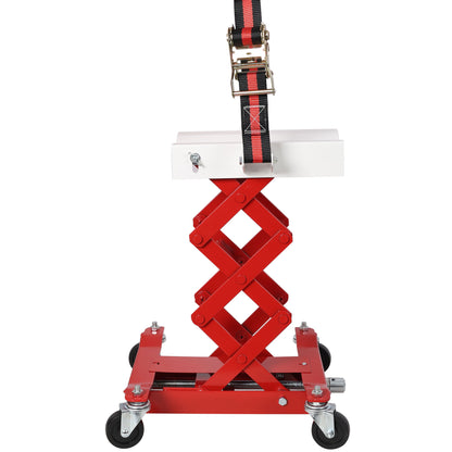 Heavy Duty Low Lift Transmission Jack With Nylon Safety Strap For Small Vehicles - Red