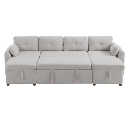U-Shaped Sectional Sofa Bed With Storage And USB Ports