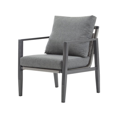 Modern Lounge Chair With Rope Accents And Cushions