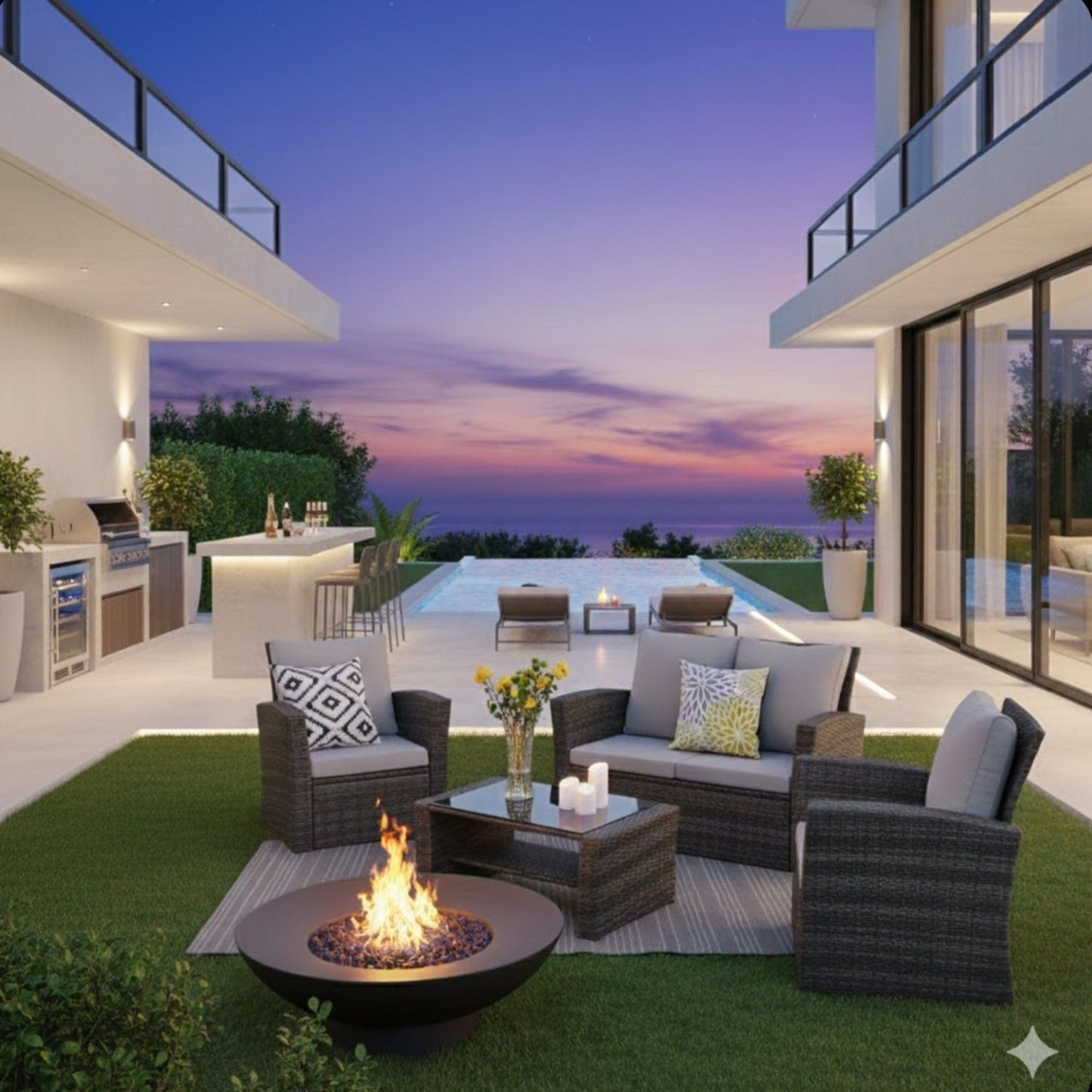 Modern Patio Set With Table And Cushions