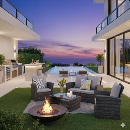 Modern Patio Set With Table And Cushions
