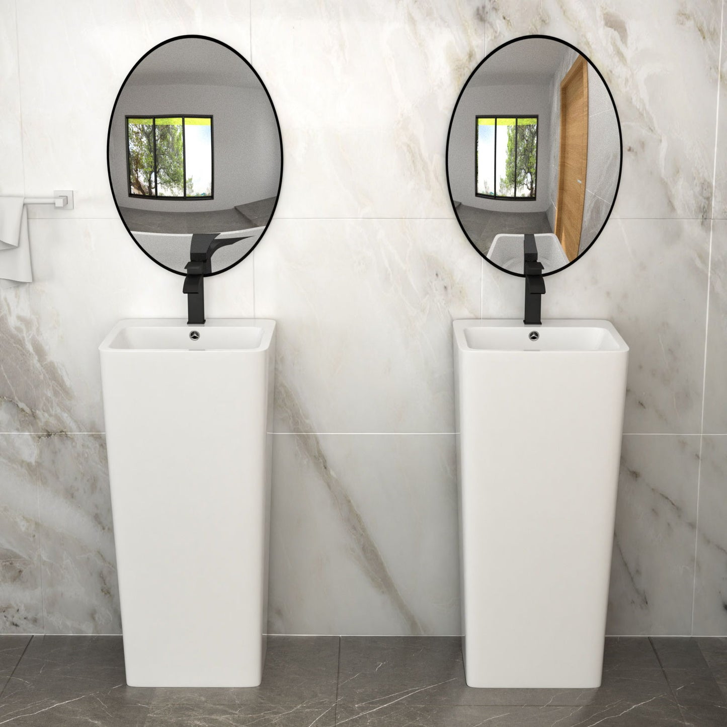 Pedestal Sink 16" For Powder Rooms - White
