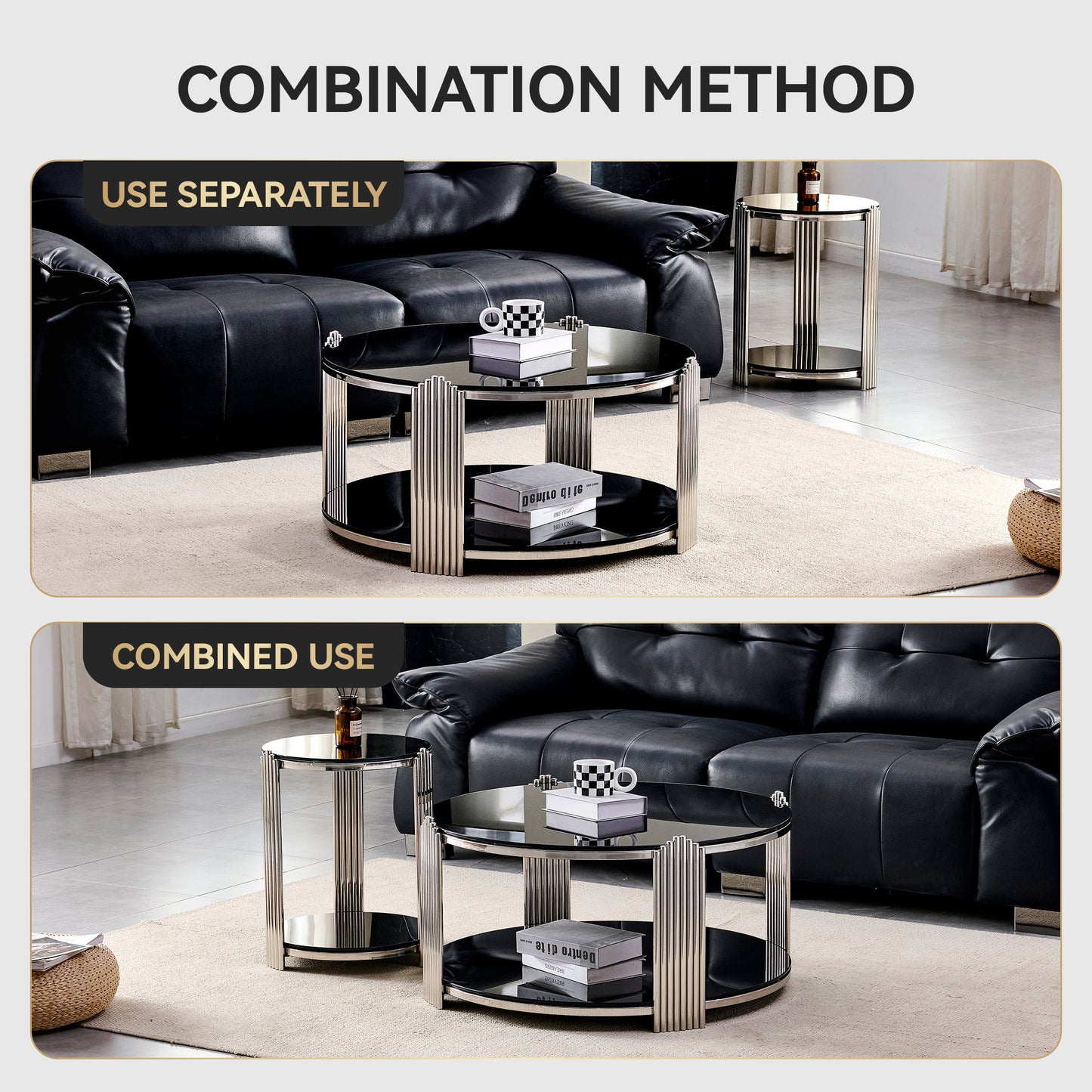 Round Table With Double Layer Storage