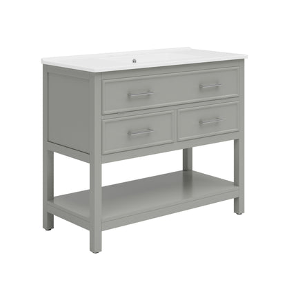 Bathroom Vanity With Ceramic Sink, Tip Out Tray & 2 Full Extension Drawers