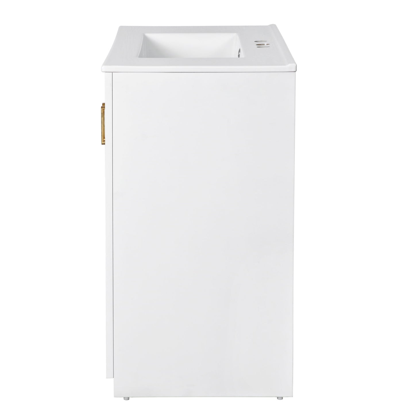 Ceramic Sink Combo, Freestanding Vanity Set With 3 Drawers & Soft Closing Doors