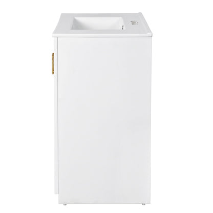 Ceramic Sink Combo, Freestanding Vanity Set With 3 Drawers & Soft Closing Doors
