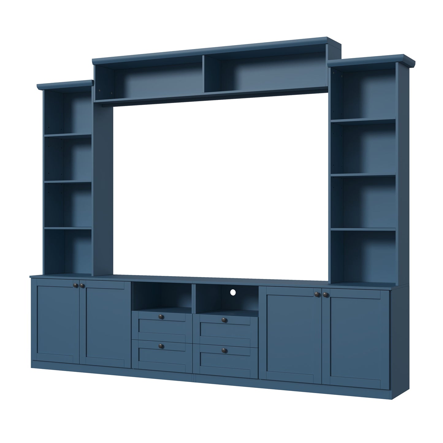 Farmhouse Elegant Entertainment Center Wall Unit With 4 Drawers