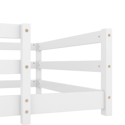 Twin Size Montessori Floor Bed With Fence - White