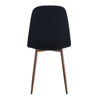 Luxury Simple Chair (Set of 4) Linen Cotton High Resilience Dining Chair With Metal Color Leg - Black / Walnut