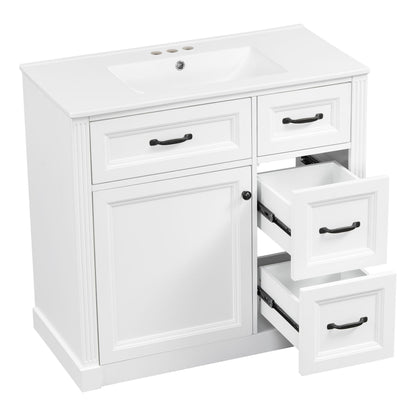 Modern Bathroom Vanity With Sink, 4 Drawers, Soft-Close Door, Adjustable Shelf