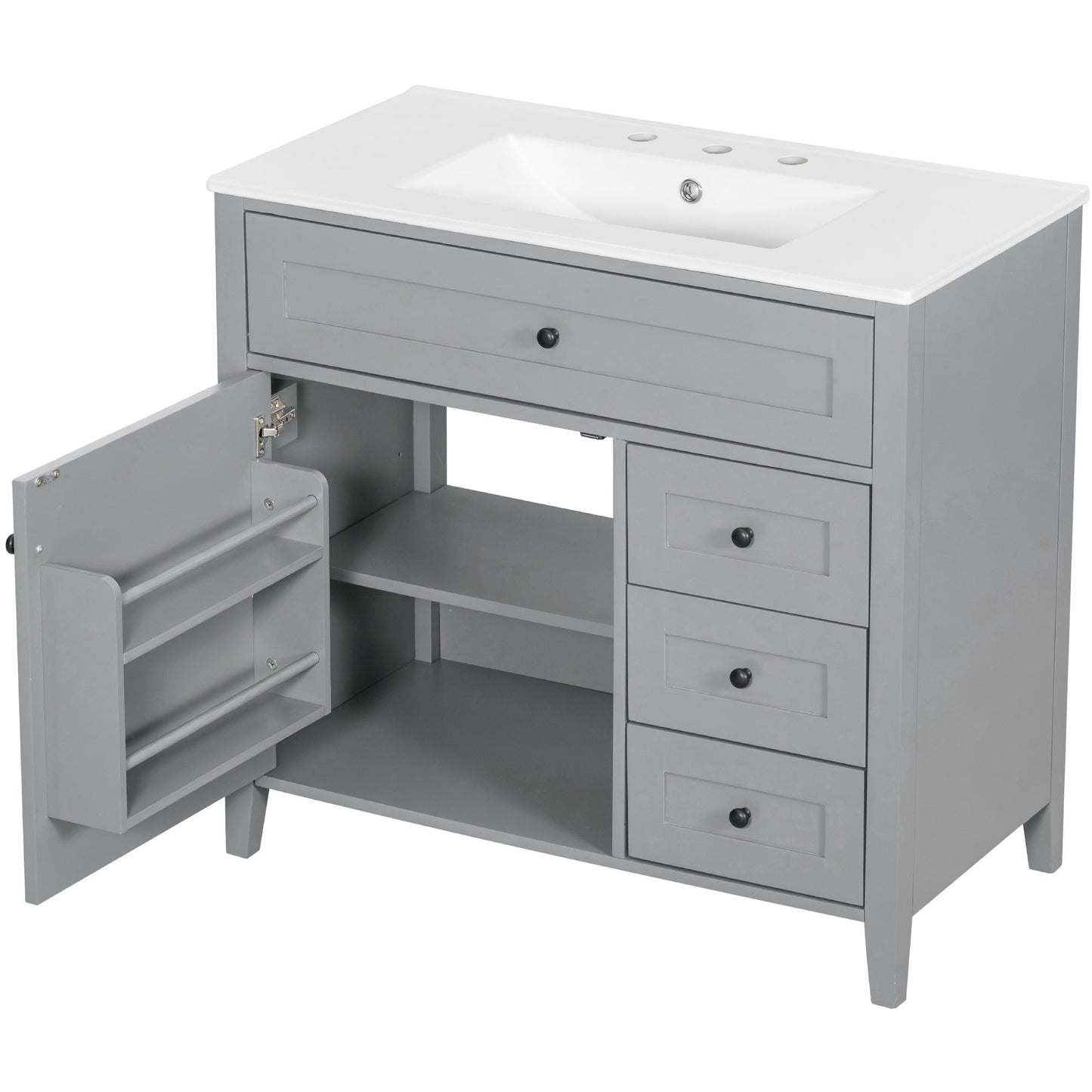 Bathroom Vanity With Sink, Cabinet With 3 Drawers And Adjustable Shelf