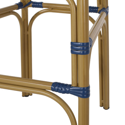 Outdoor Wicker And Aluminum French Barstools (Set of 2)