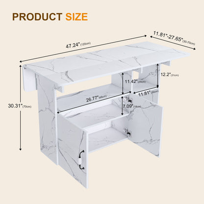 Multi Functional Folding Table With Storage Shelves And Wheels
