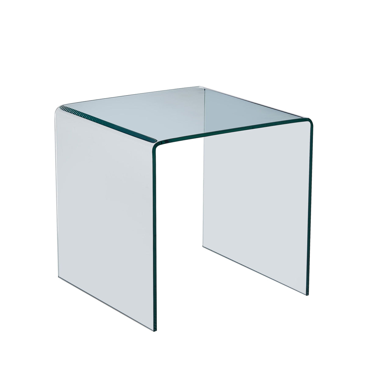 Tempered Bent Glass Sidetable, Transparent End Table, Sofa Table, Premium Glass, Multi Purpose Design - Transparent
