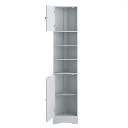 Multi Functional Corner Cabinet With Adjustable Shelves And 2 Doors