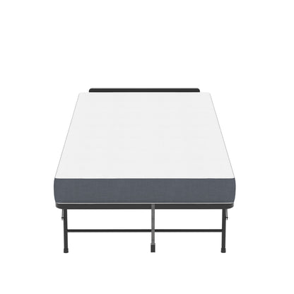 Twin Adjustable Headboard Folding Bed With Memory Foam Mattress, Heavy-Duty Frame Cot For Tall People, Portable Guest On Wheels - Black