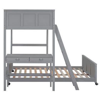 Full Over Full Bunk Bed With Desk