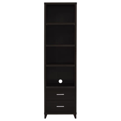 Media Tower With And Drawer With Adjustable Shelves Handles - Brown