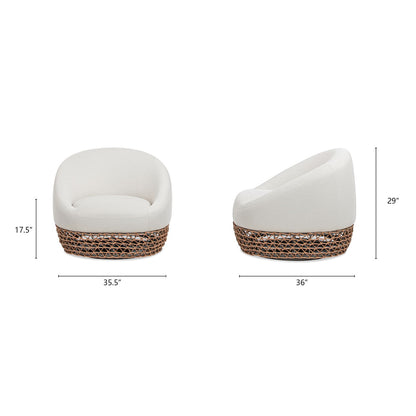 Willow - Upholstered Patio Deep Seating Armchair, Wicker Frame