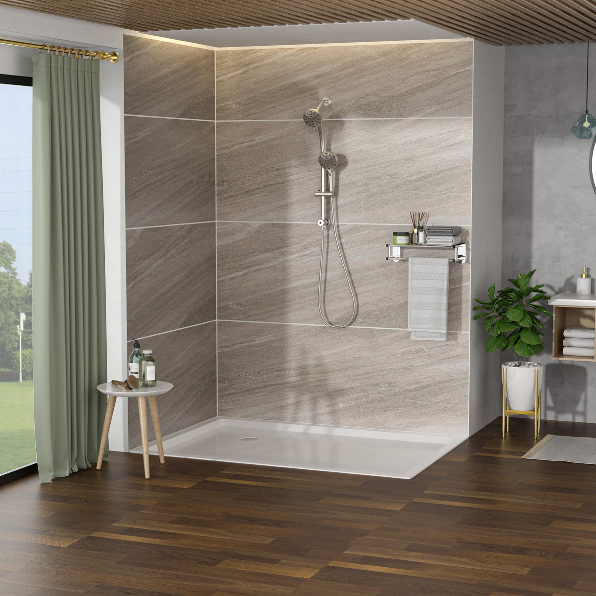 Multi Function Dual Shower Head System With 4.7" Rain Showerhead, 8 Function Hand Shower, Adjustable Slide Bar