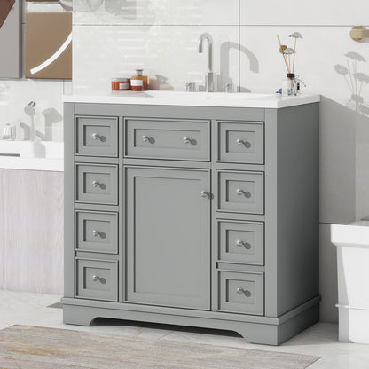 Modern Bathroom Vanity With Sink Combo, 6 Drawers And 1 Cabinet