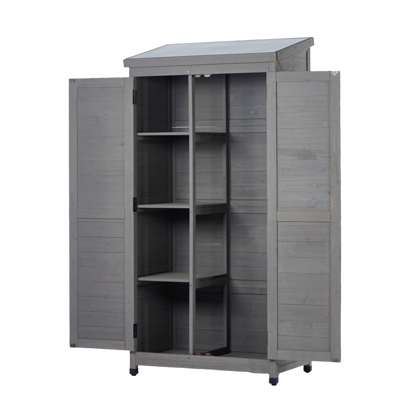 Outdoor Storage Shed With Vertical Tool Cabinet For Backyard