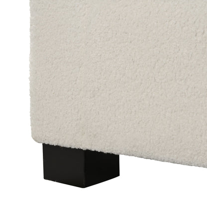Textured Boucle Ottoman Bench With Hinged Lid For Seating And Storage - Beige