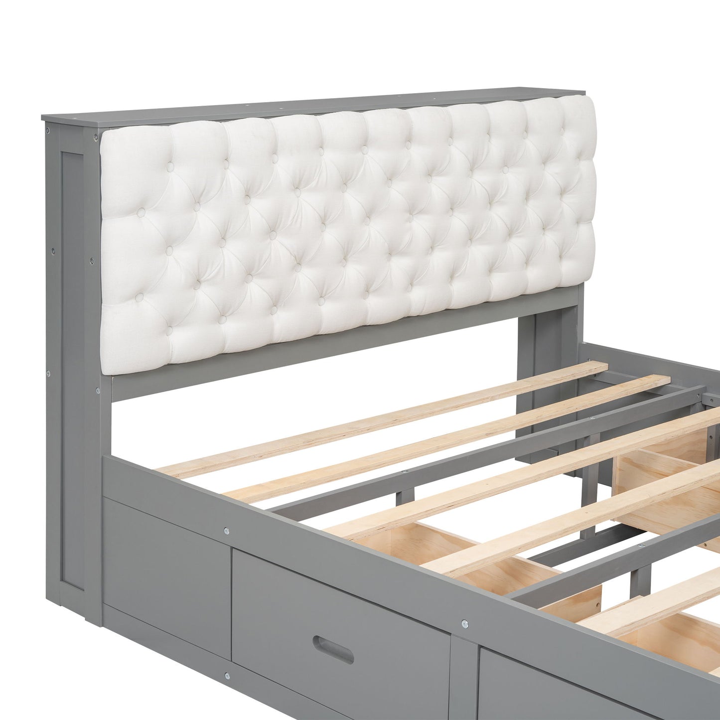 Platform Bed With Storage Headboard, Shoe Rack And 4 Drawers