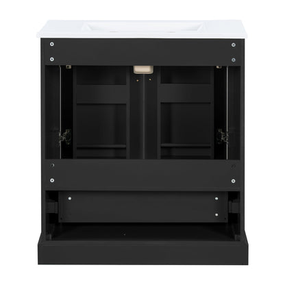Bathroom Vanity With Sink, 1 Divided Drawer And 2 Soft Close Doors With Double Shelf