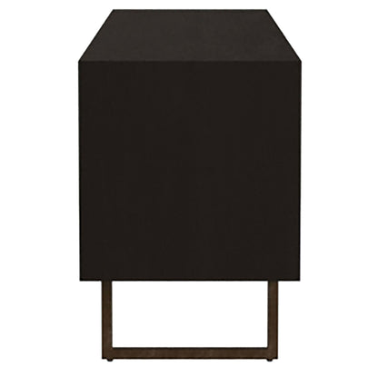 Manaya - 2 Door Stand With Open Shelving And Hidden Storage - Charcoal Black
