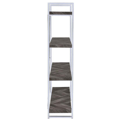 Herringbone - Bookcase With Full Length Shelf - Gray