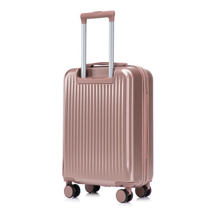 Luggage Set With Cosmetic Case, Combination Lock, Front Opening Design