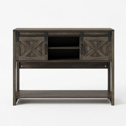 Farmhouse Entryway Table With Sliding Barn Door