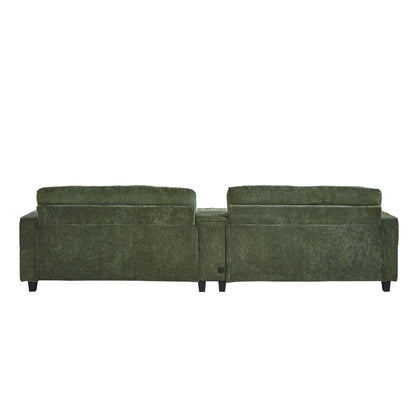 Modern Sectional Sofa U-Shaped With Movable Ottomans, tooth Speakers, LED Lights And Modular Storage