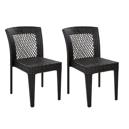 7 Piece Outdoor Patio Dining Set With Table & 6 Chairs - Brown / Brown Multi