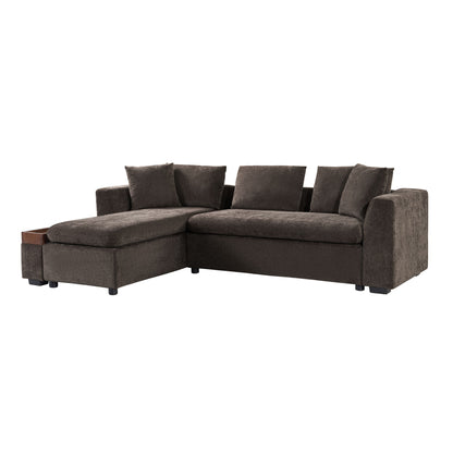 Modern L Shaped Sectional Sofa With Upholstery And Wooden Storage