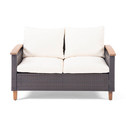 Isla - Transitional Chat Set With Water Resistant Cushions - Teak