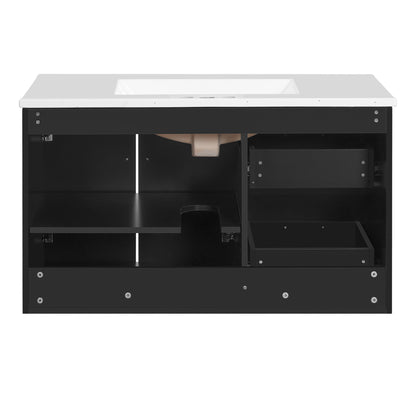 Wall Mounted Bathroom Vanity & Sink, 2 Drawers