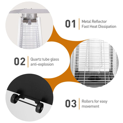 Patio Heater With Detachable Wheels, Protective Cover
