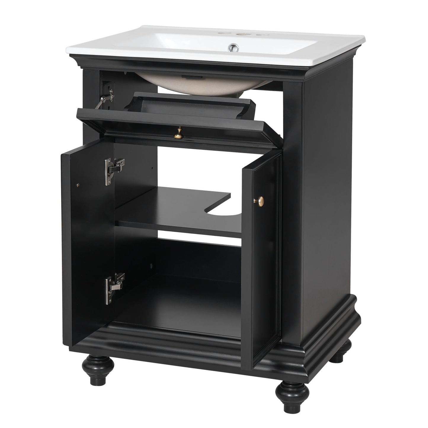 Modern Bathroom Vanity With Tip-Out Drawer And Soft-Close Hinges