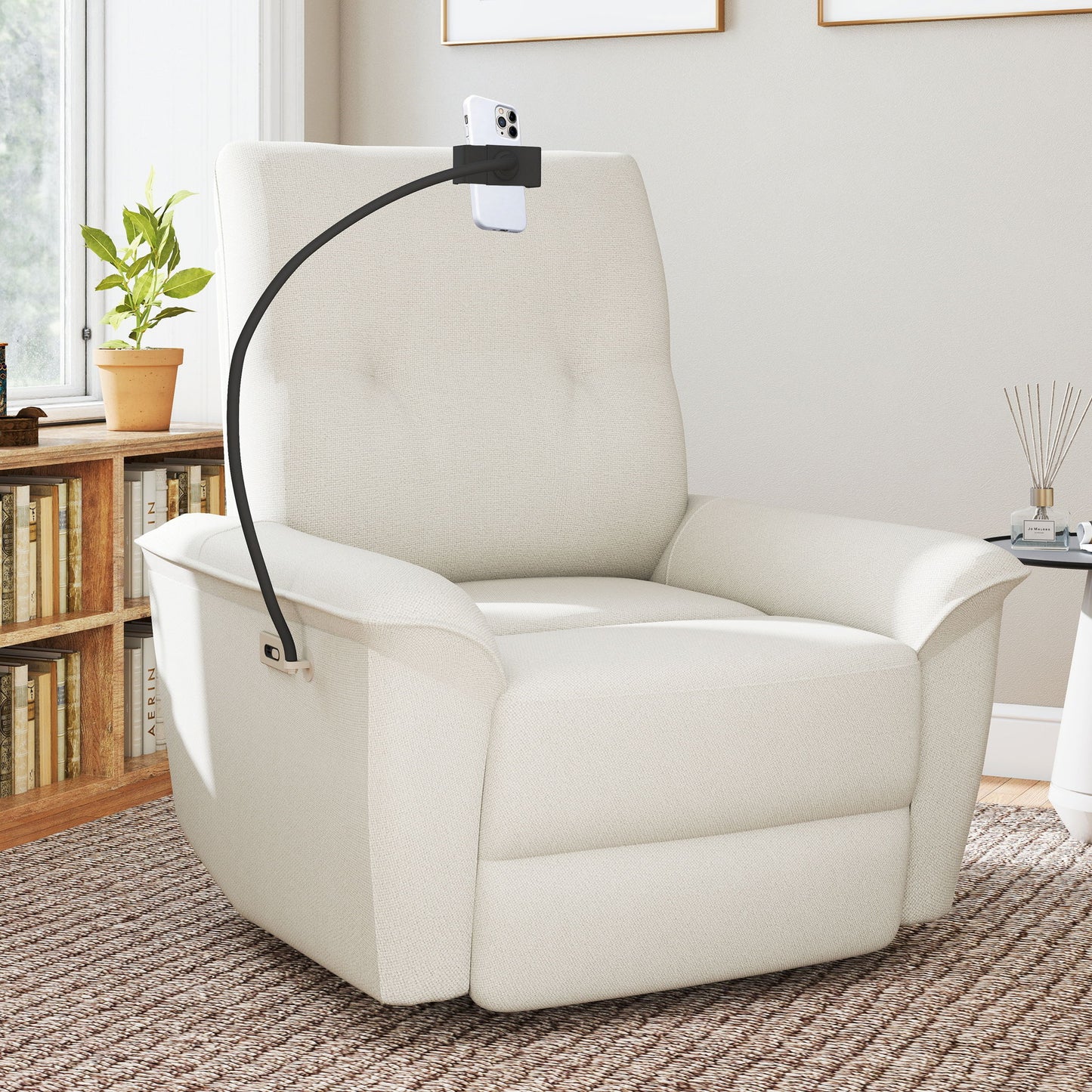 270° Power Swivel Rocker Recliner Chair With Phone Holder, Electric Glider Reclining Sofa With USB Ports For Living Room Bedroom - Beige