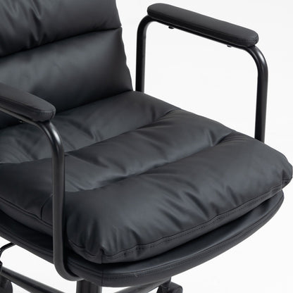 Office Chair, Mid Back Home Office Desk Task Chair With Wheels And Arms Ergonomic Computer Rolling Swivel Chair With Padded Armrest