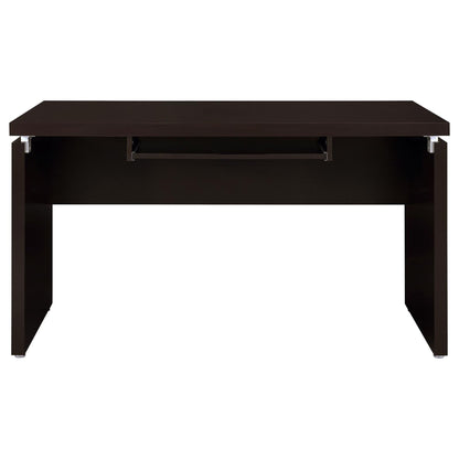 Floating - Top Computer Desk With Pullout Keyboard Shelf - Brown