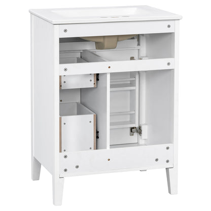 Bathroom Vanity With Sink, 3 Drawers & Cabinet With 2 Tier Door Storage Rack, Soft Close Doors & Drawers
