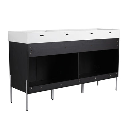 Freestanding Bathroom Vanity With Resin Sink And Storage Cabinet